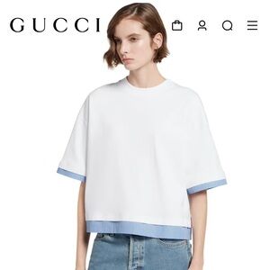 Gucci White Tee with Blue Trim